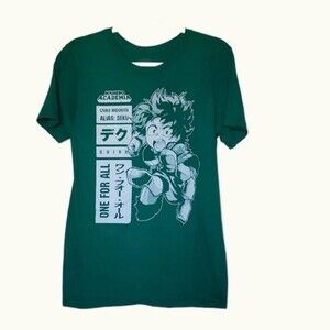 My Hero Academia  Deku T-Shirt Green Cotton  Size M - ANIME